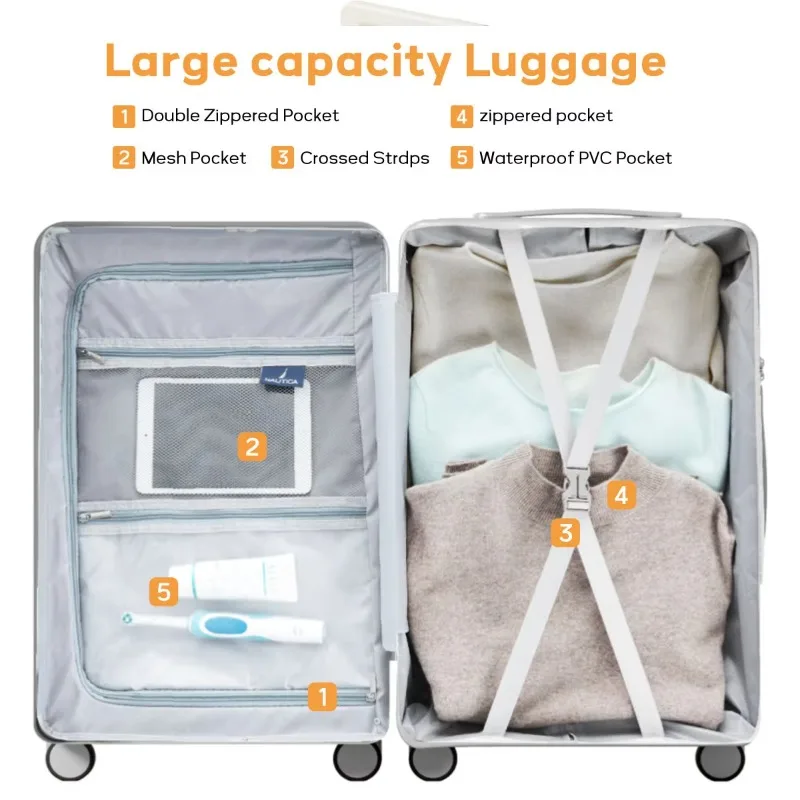 Bagage à roulettes ABS + PC, Portable, polyvalent, grande capacité, avec serrures, valise légère et Durable pour voyage