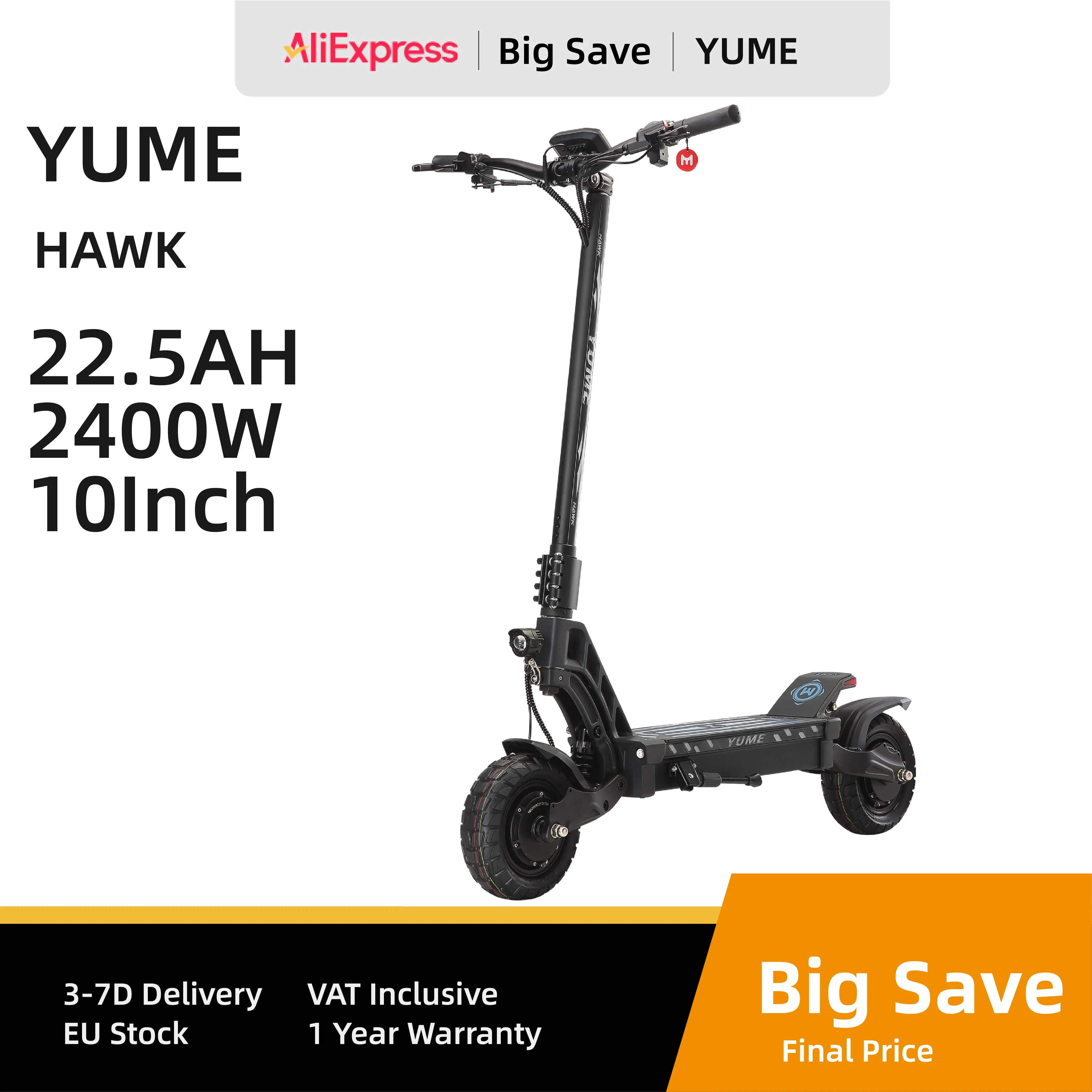 YUME HAWK Electric Scooter 10x3.15