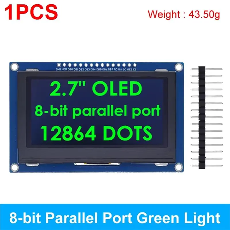 AA08-SSD1327 2.7 Inch OLED LCD Display 128X64 Driver IIC/SPI/8-Bit Parallel Port Support 15Pin SPI