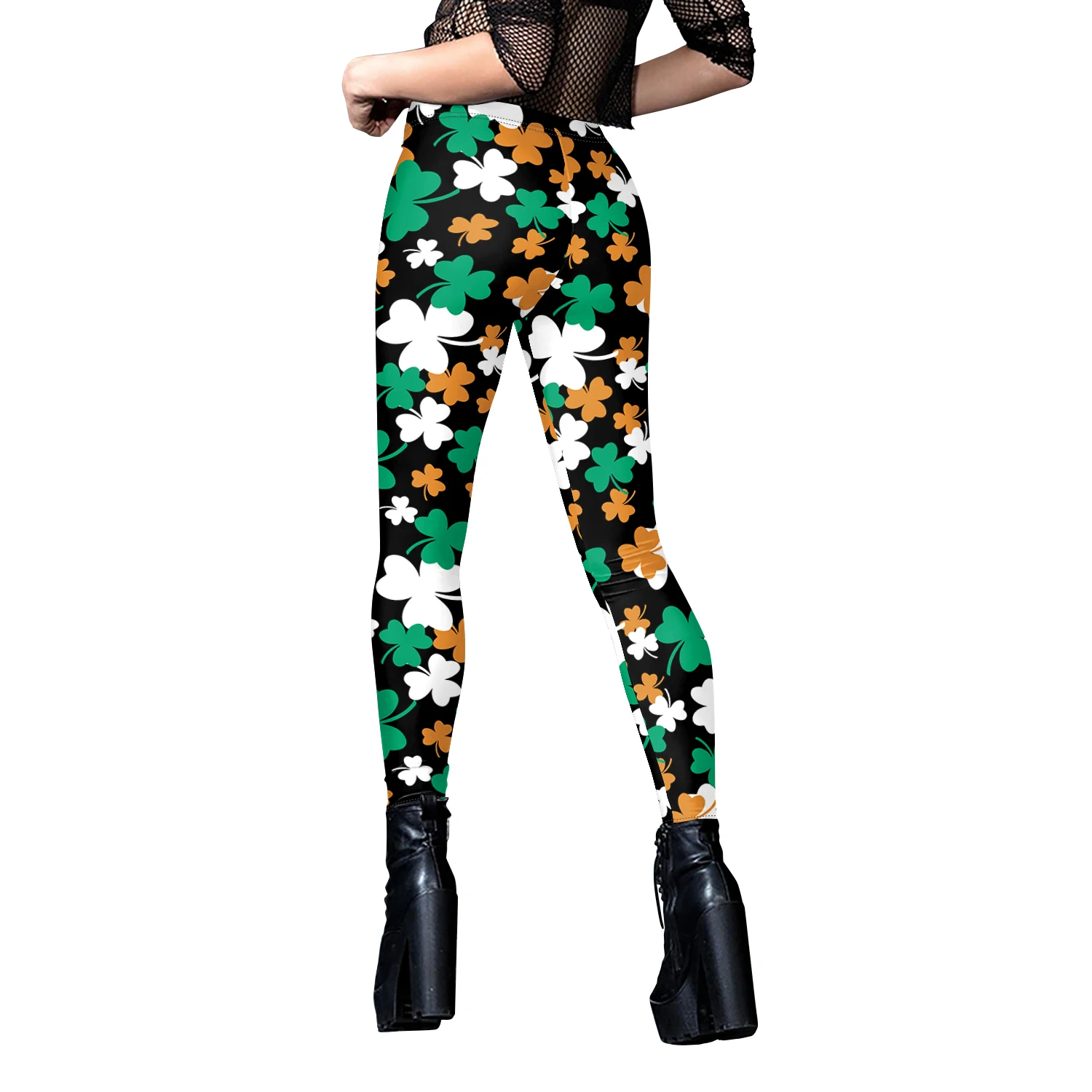 Nadanbao Frau Leggings Irish Clover gestreifte dehnbare schlanke Leggings elastische Fitness hose St Patrick's Day Leggin