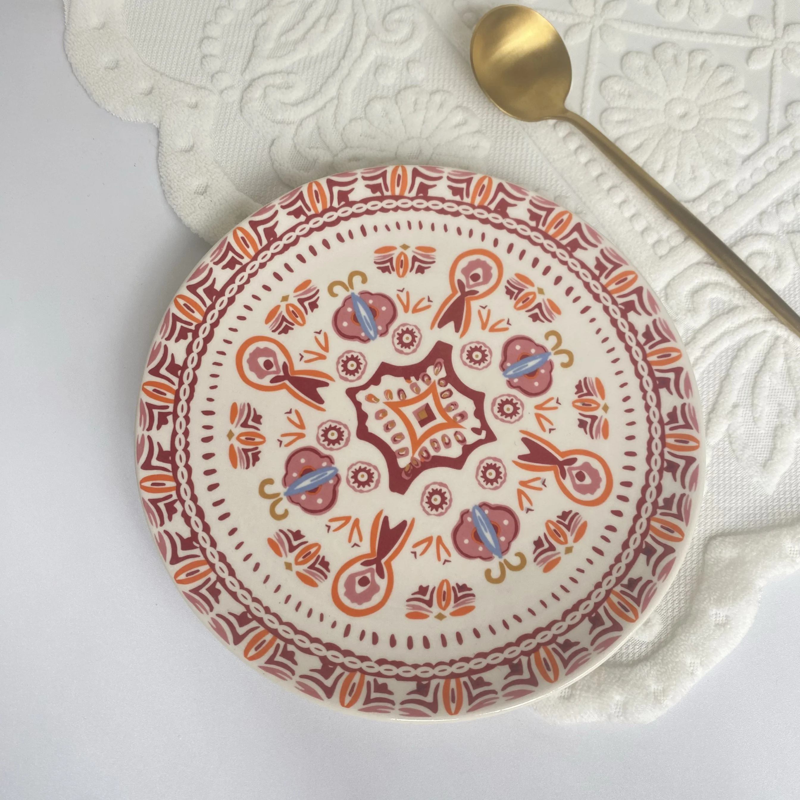 

Art flower small floral pattern ceramic underglaze color flat plate dim sum plate cake plate household