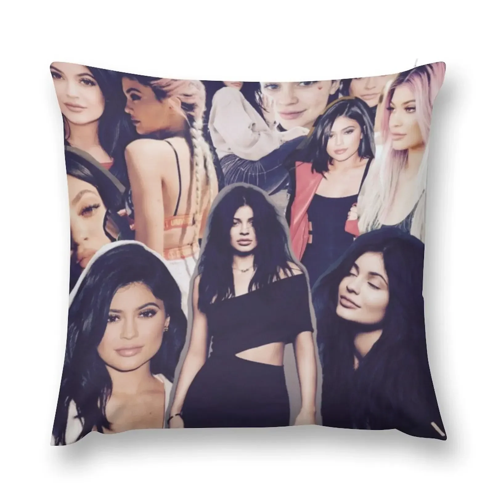 

Kylie Jenner Collage Throw Pillow Pillowcase Decorative Cushion Elastic Cover For Sofa Christmas Cushion For Home pillow