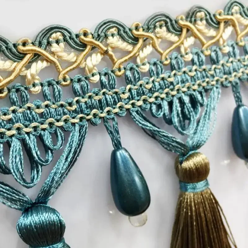 12.5yards/lot luxury Long Fringe Trim Beaded Ribbon Curtains Tassel Fringe Cortina Flecos Franjas Para Costurar Gordijn Kwasten