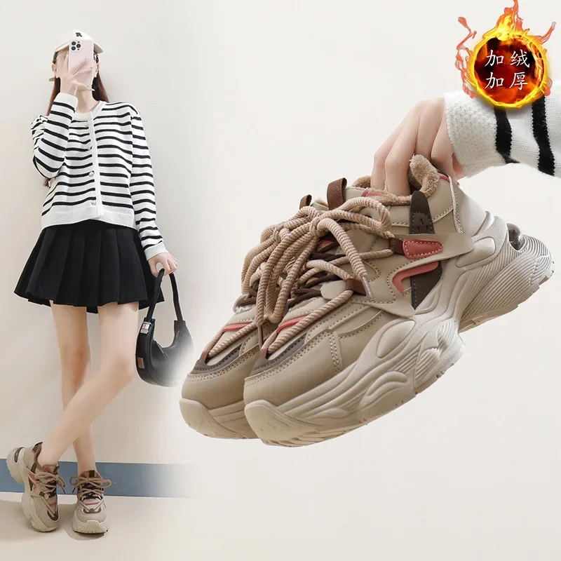 

Новые модные повседневные кроссовки для девочек, обувь ручной работы на толстой подошве на осень