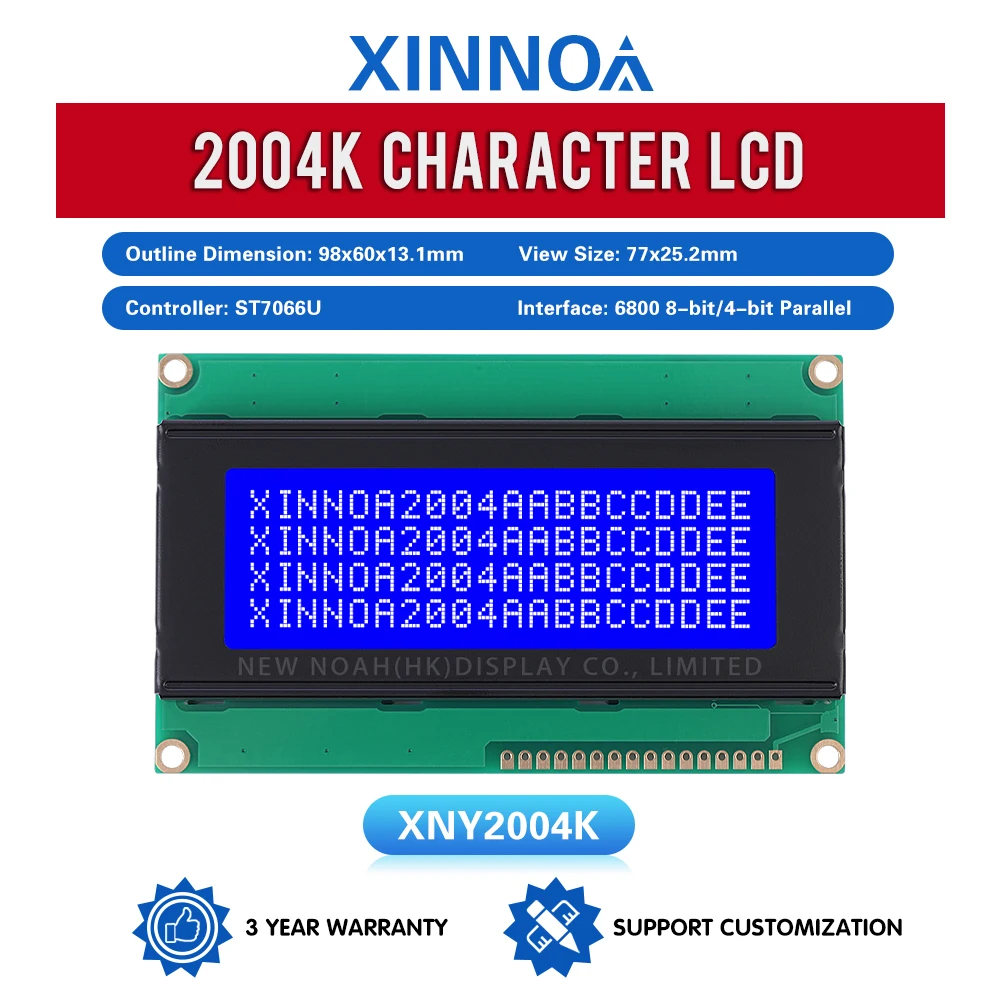 Синяя пленка, белые буквы, 2004 К, жидкокристаллический дисплей, 4*20, контроллер 4X20, ST7066U, широкоугольный интеллектуальный электронный ЖК-модуль