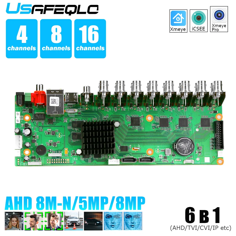 h265-16ch-4k-dvr-recorder-supports-8mp-5mphumanoid-face-vehicle-detection-functionsxmeye-pro-and-icsee