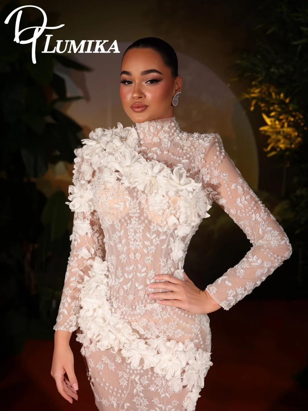 Solemn 3D Floral Wedding Dress 2026 Elegant Long Sleeve Bridal Gown Enchanting Lace A Line Floor Length Bridal Dress Vestido De