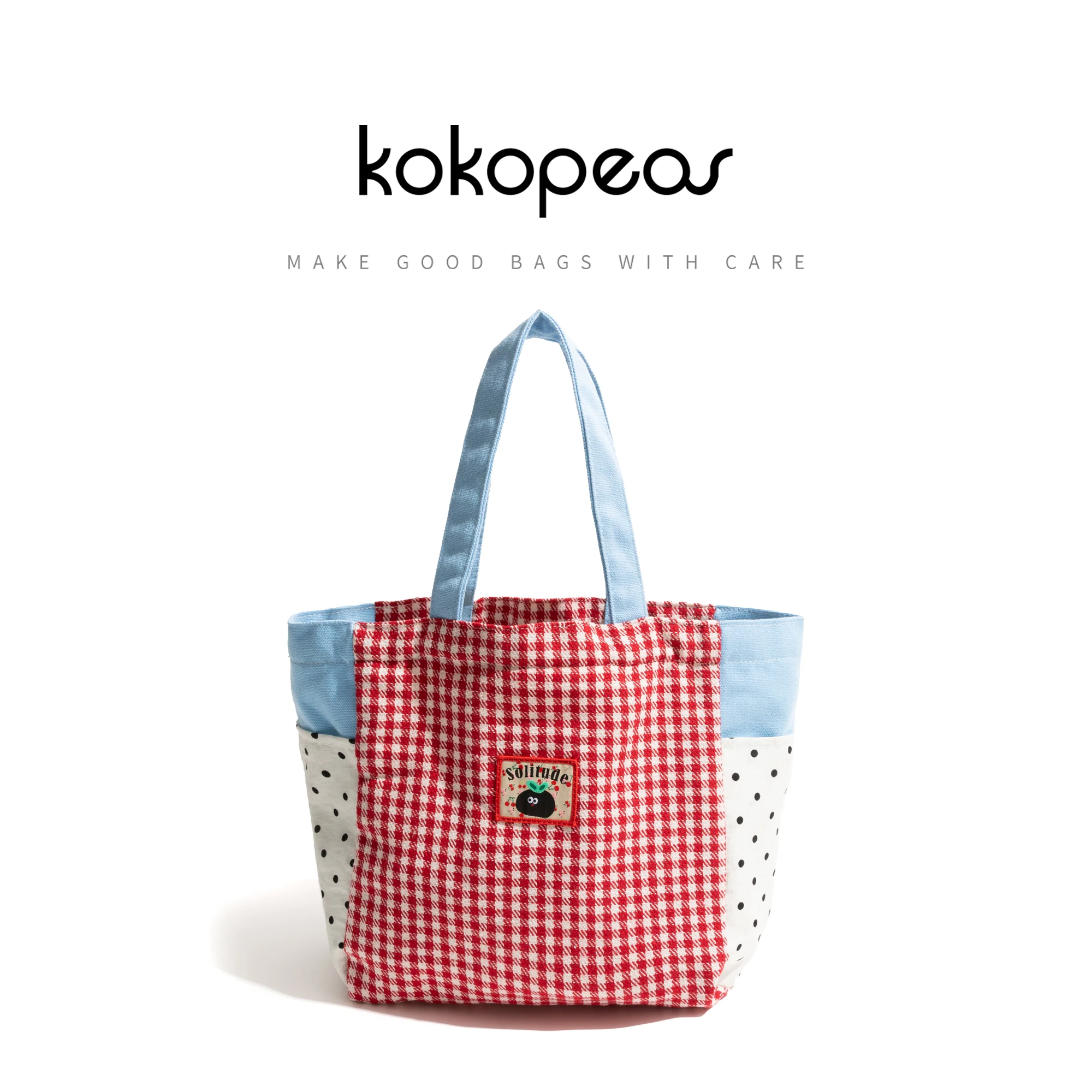 

KOKOPEAS Plaid Heart Pattern Tote Handbag Patchwork Fabric Large Capacity Shopping Bag Women's Stylish Shoulder Phone Purse