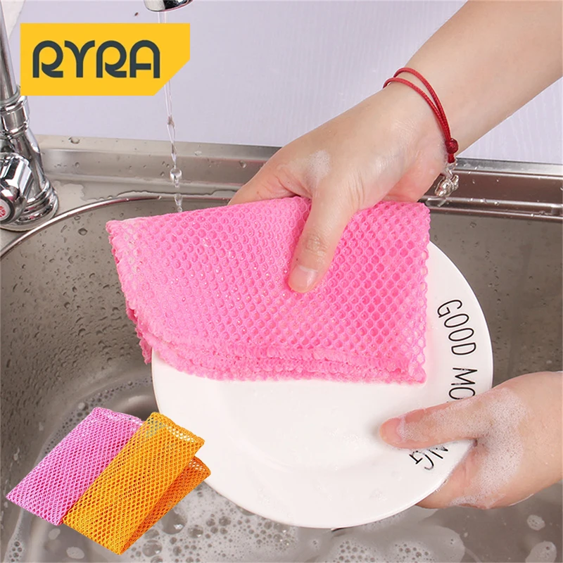 2pcs Innovative Dish Washing Net Cloths Rapid Dry Scourer Mesh Washing Cloths Kitchen Cleaning Tool Accessories Cleaning Cloths