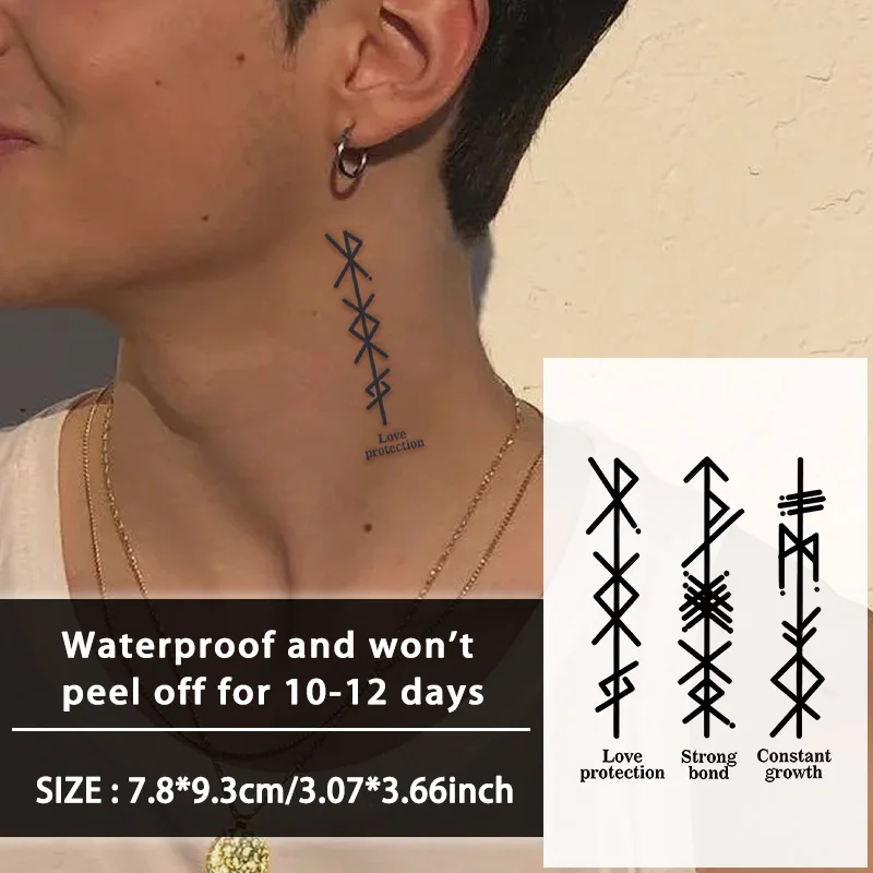 

Viking Script, 1Pc Waterproof Temporary Tattoo Stickers, Long-lasting Waterproof for One to Two Weeks, For Arm, Leg.