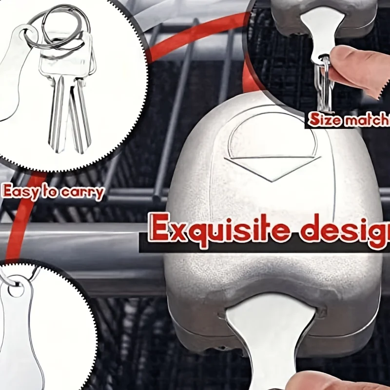 2pcs Shopping Cart Token Keychain with Shopping Case, Supermarket Trolley Unlocking Tool, Shopping Cart Token, Suitable for Unlocking and Releasing Supermarket Trolleys, Portable and Reusable, Supermarket Accessory, Compact and Sturdy Construction view 4