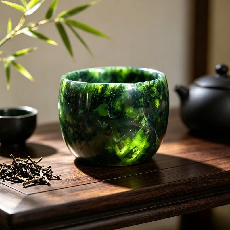 Classic Ethnic Style Tibetan Jade Herb King Stone Single Cup Teacup