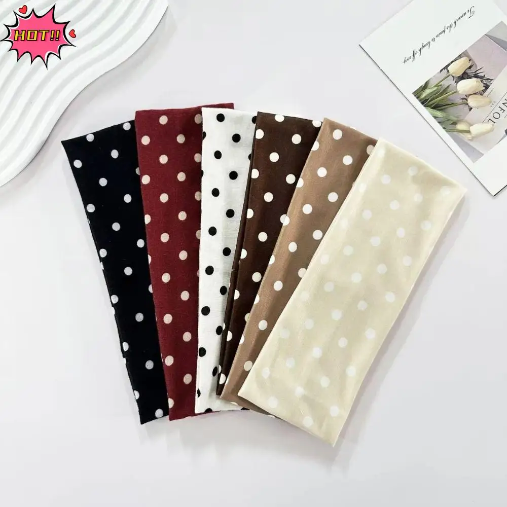 

Fashion Polka Dot Yoga Headband Elastic Sweat-absorbent Makeup Headband Hair Accessories Sport Hairband