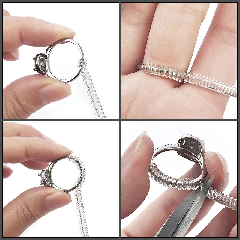 WUTA 4pcs anello di protezione a spirale per la regolazione della borsa strumenti per gioielli strumento di ridimensionamento del riduttore della