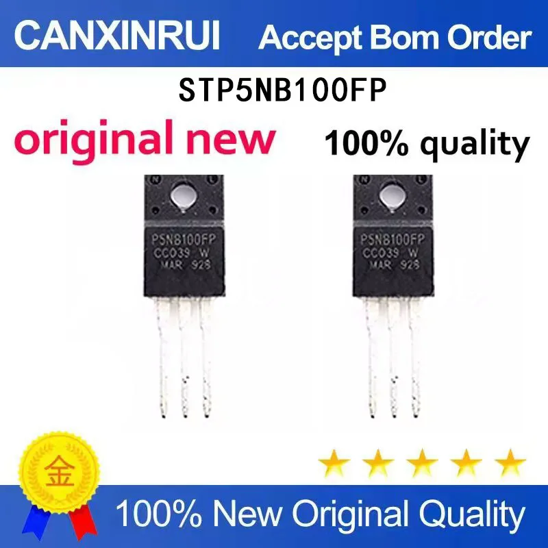 (5-100 Pieces)New STP5NB100FP P5NB100 1000V 5 A TO-220F Direct Insertion Field Effect Transistor Chip