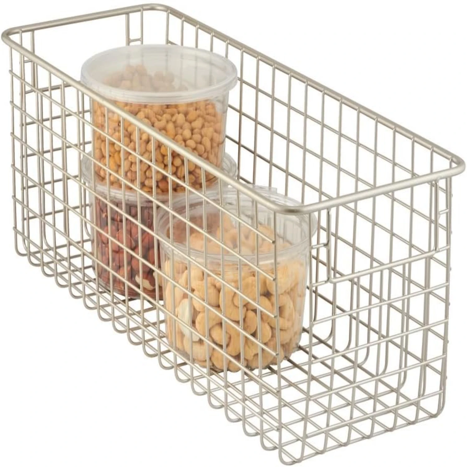 

Farmhouse Decor Metal Wire Food Organizer Bin Basket with Handles for Kitchen Cabinets, Pantry, Bathroom, Laundry Room, Closets