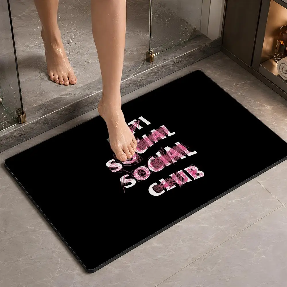 Fashion A ANTI SOCIAL SOCIAL CLUB Diatomite Floor Mat Super Absorbent Non Slip Quick Dry For Bathroom Toilet Sink Entryway