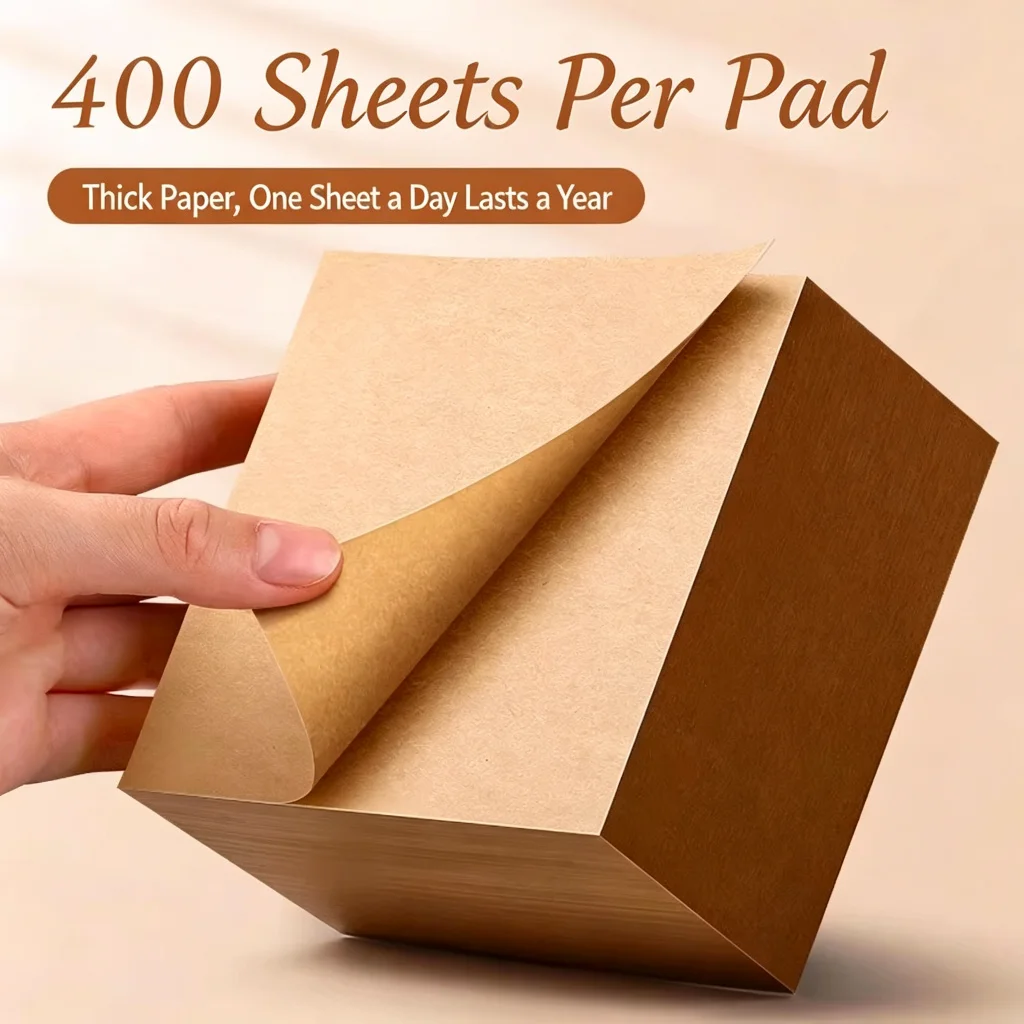 Kraft Paper Blank Notes, 400 Sheets/Pack Thick Square Memo Pad, Minimalist Notepaper for Office & Home & School Supplies