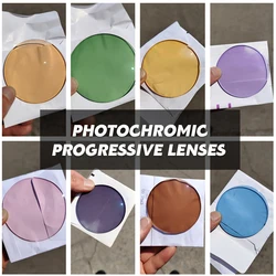 1.61 1.67 Photochromic Progressive Multifocal Aspheric Lenses Spectacles Lenses Prescription Quality Green Blue Pink Lens