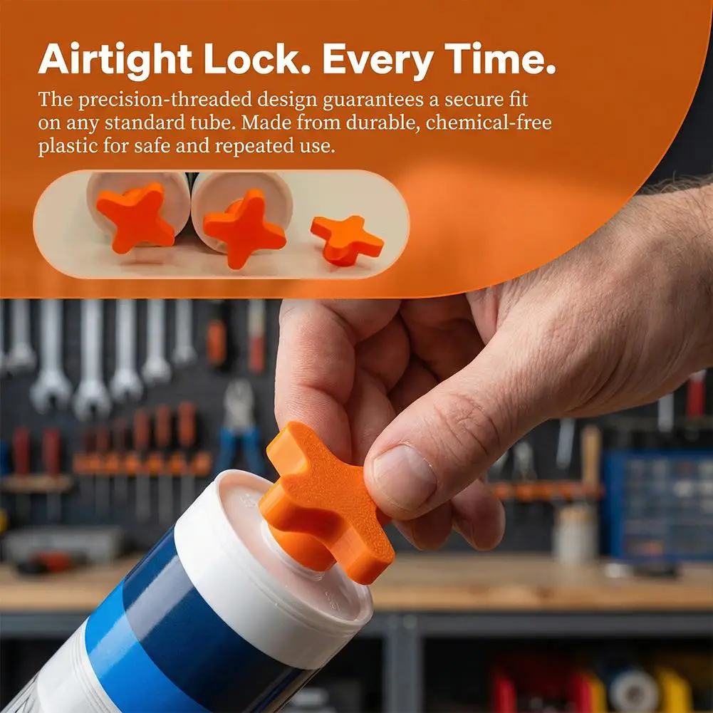 6pcs Reusable Tube Plugs With Threaded Sealing Caps For Standard-sized Caulking Tubes Design To Prevent Drying And Deformation