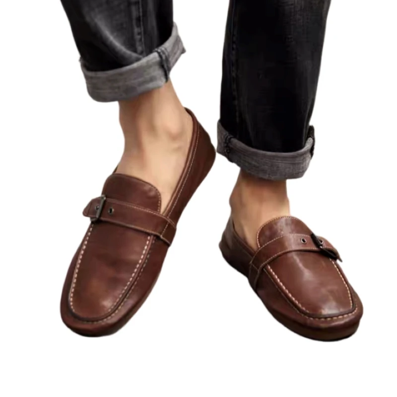 Beautiful Advanced Texture Simple and Comfortable All-Matching First Layer Cowhide Loafers Elegant and Beautiful AG1827