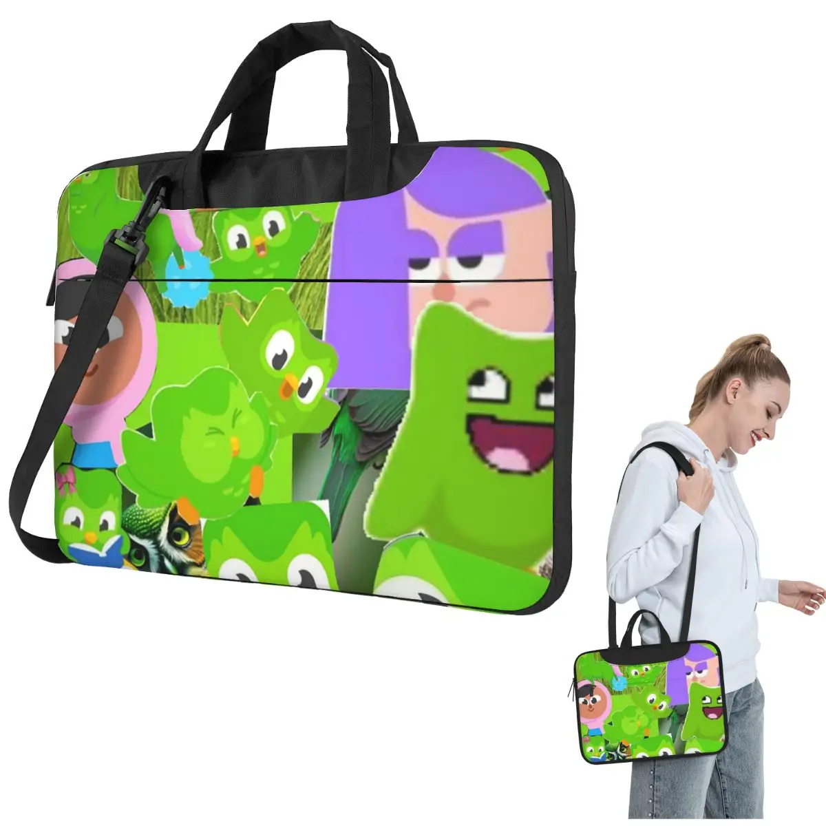 Duolingo Owl Duo Crossbody Laptop Bag Case Computer Bag 13 14 15.6 Inch Notebook Pouch for Lenovo
