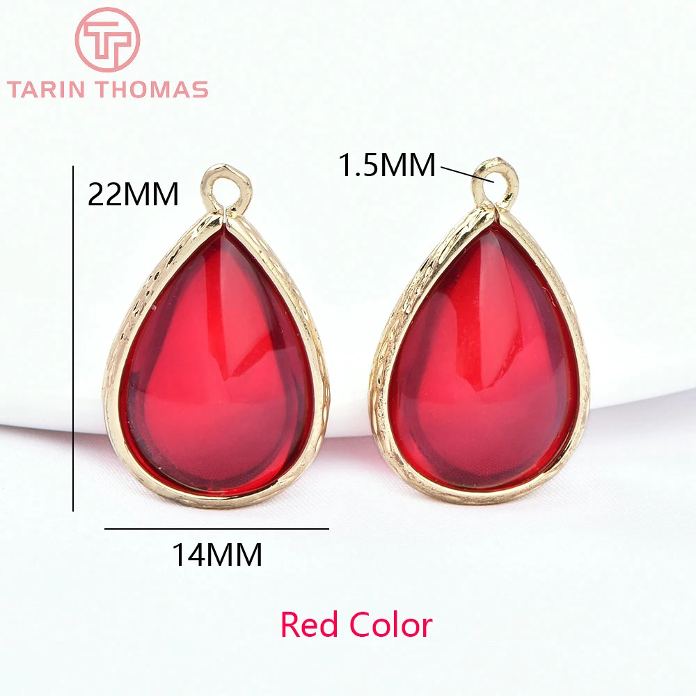 (4122)10PCS 22x14MM 24K Champagner Gold Farbe Messing und Glas Tear Drop Form Charms Anhänger Diy schmuck Erkenntnisse Zubehör – Detail 29
