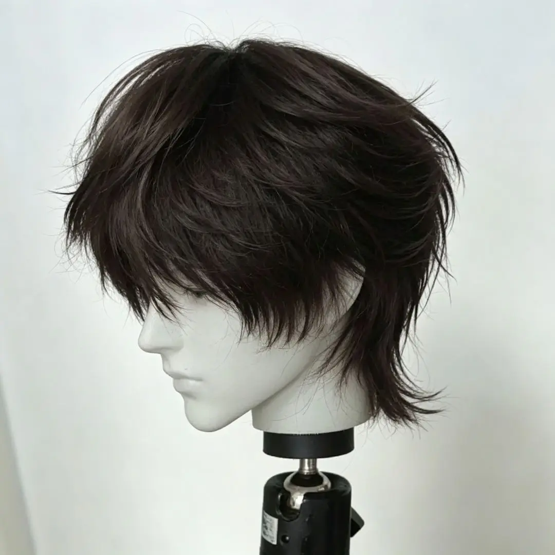 New 1/3 1/4 1/6 High Temperature Silk Bjd Men's Wig Black Short Wolf Tail Wig Without Styling Bjd Doll Accessories Wig No Doll