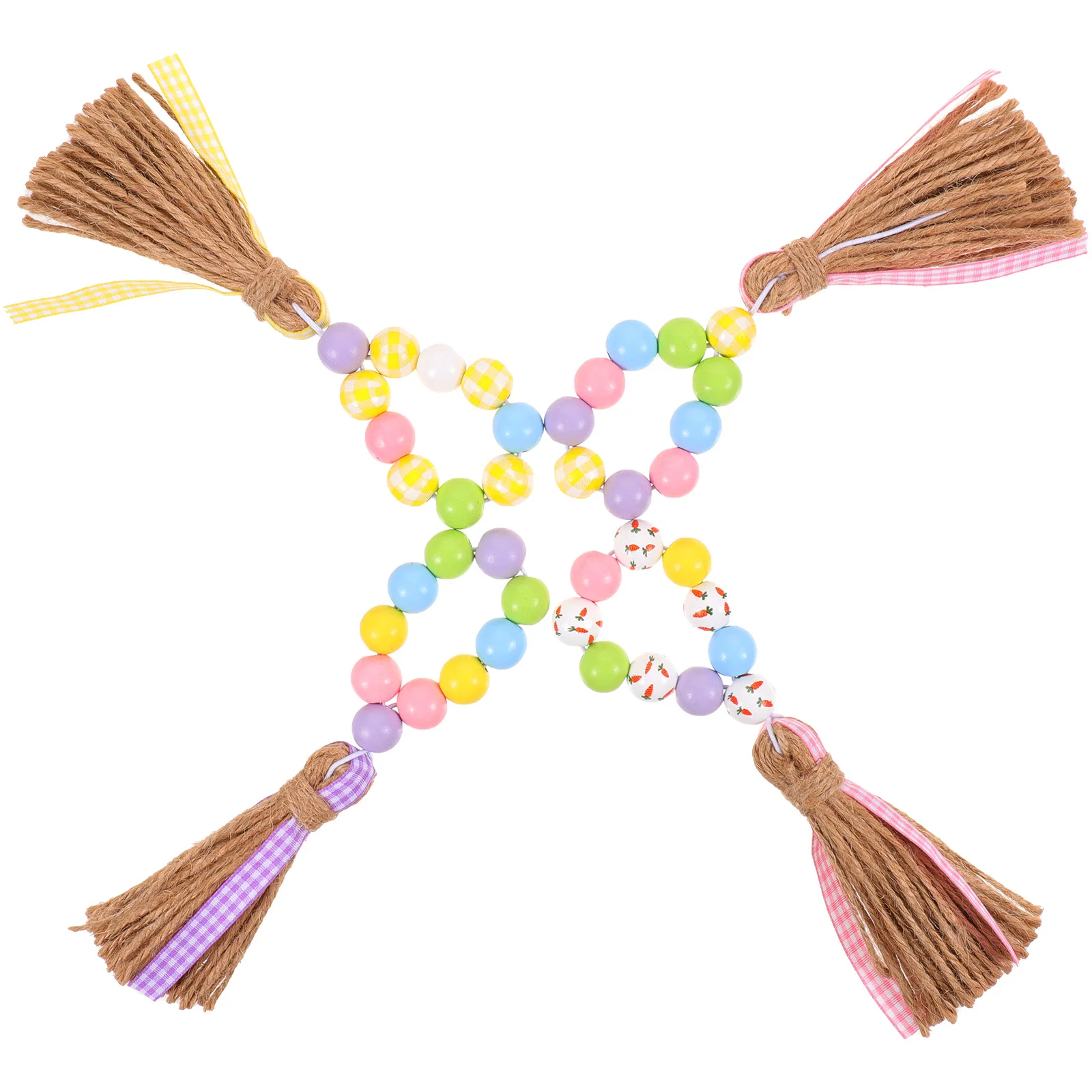 

4Pcs Wooden Beads Napkin Rings Buckles Handcrafted Napkin Holder for Restaurant Banquet Party Easter Table Decor