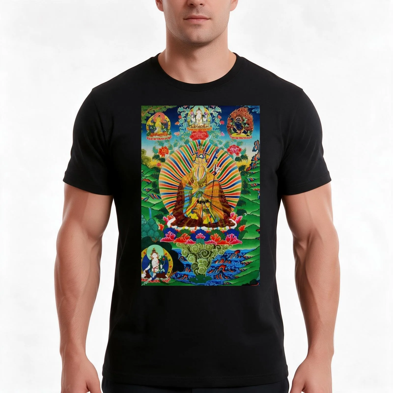 Dzogchen Buddhism - Rainbow Body - 02 T-Shirt Summer Casual Cotton Tee Oversized Streetwear Tops Vintage Graphic Print