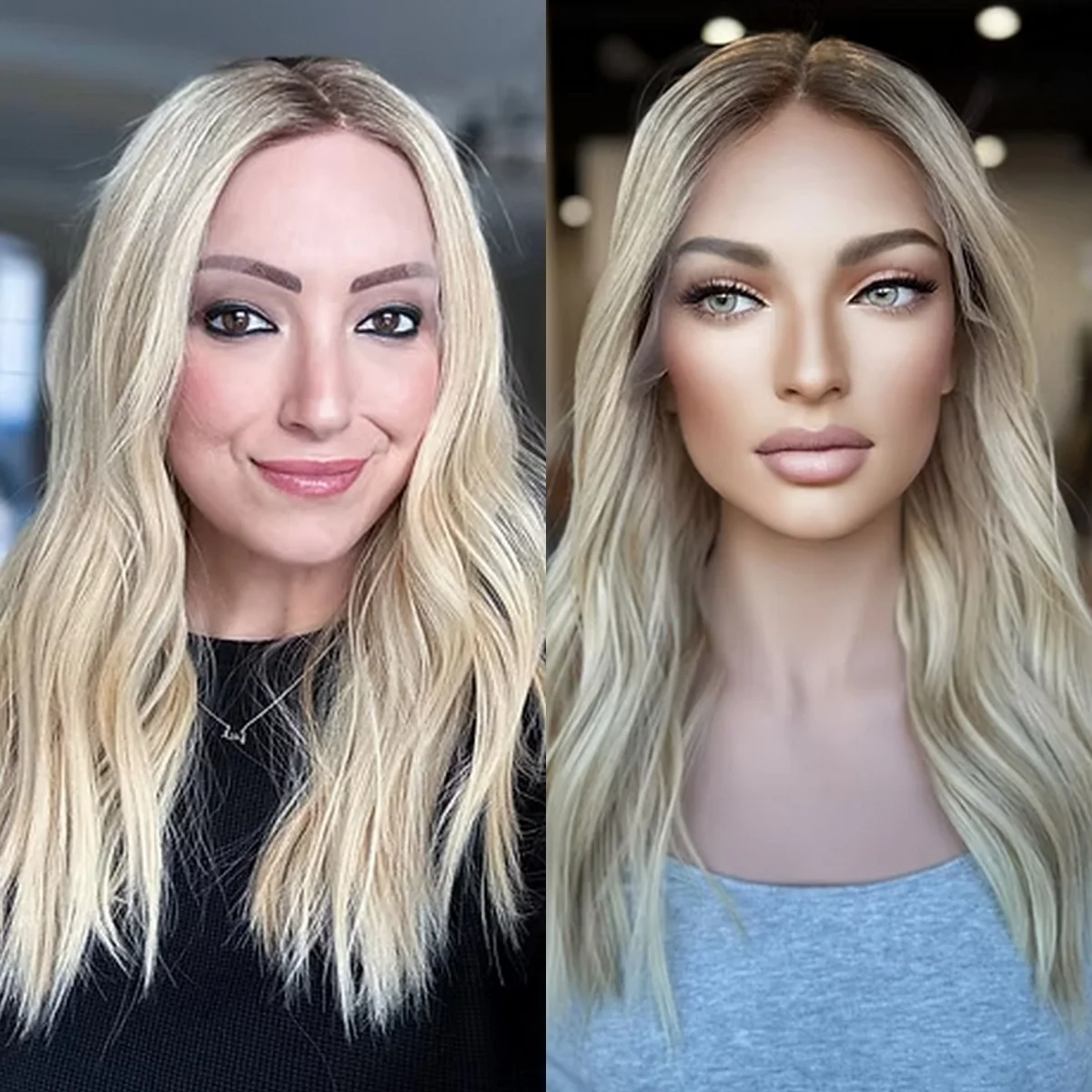 

New In 22 Inches Ombre Platinum Blonde Synthetic Lace Front Wigs Natural Wave 13*4 HD Invisible Transparent Lace Wigs For Women