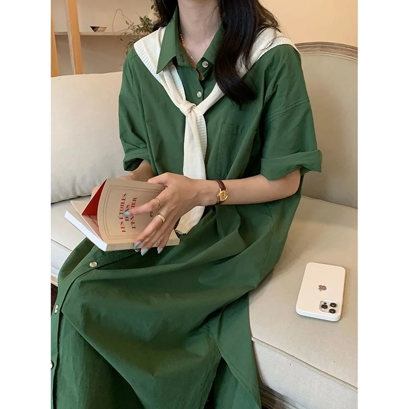 

Женское летнее свободное прямое платье-рубашка больших размеров (до 300 фунтов) с коротким рукавом, стройнящее фигуру