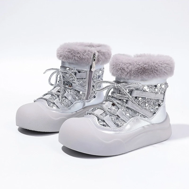 

Детские повседневные короткие ботинки для девочек и мальчиков, зима 2021, новая модная нескользящая теплая обувь в корейском стиле с мягкой подошвой