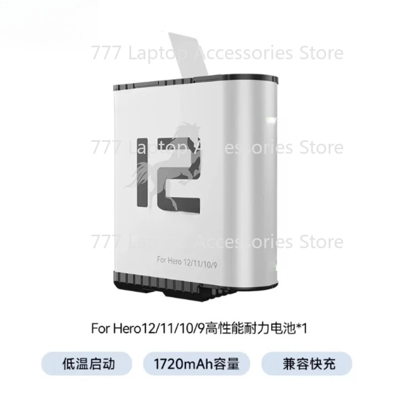 For TELESIN  GoPro Hero 12 11 10 9 Endurence Battery 3 Slots TF Card Battery Charger Box 1750 mAh Battery Storage Charger Case