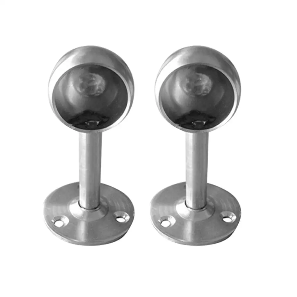 

2 Set Stainless Steel Round Head Seat Rods Closet Pole Sockets Oval End Supports Hanging Brackets Rustproof Ideal