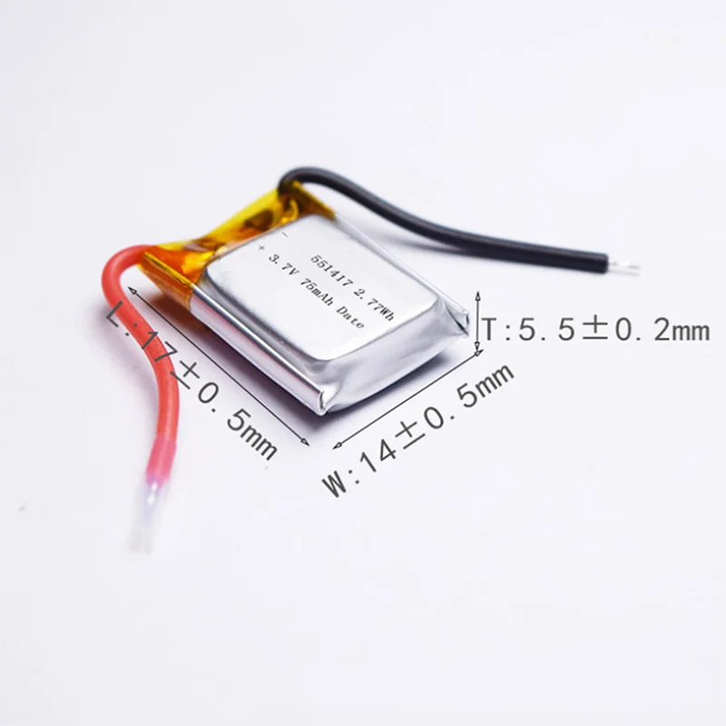 1-50Pcs 3.7V 75mAh 15C High Magnification  Battery 551417 For Anki Overdrive Cars Aircraft Juicer Blender Helicopter 601417