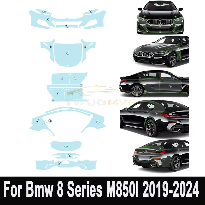 

Для Bmw 8 серии M850I 2019 2020 2021 2022 2023 2024 Прозрачный автомобильный бампер из ТПУ, защитная пленка для краски, прозрачный бюстгальтер, комплект наклеек PPF