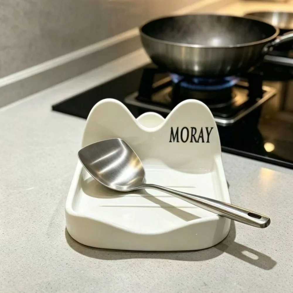 Practical ABS Pot Lid Holder Multi-Functional Storage Spoon Rest Kitchen Counter Organizer Non-Slip Pot Lid Stand for Countertop