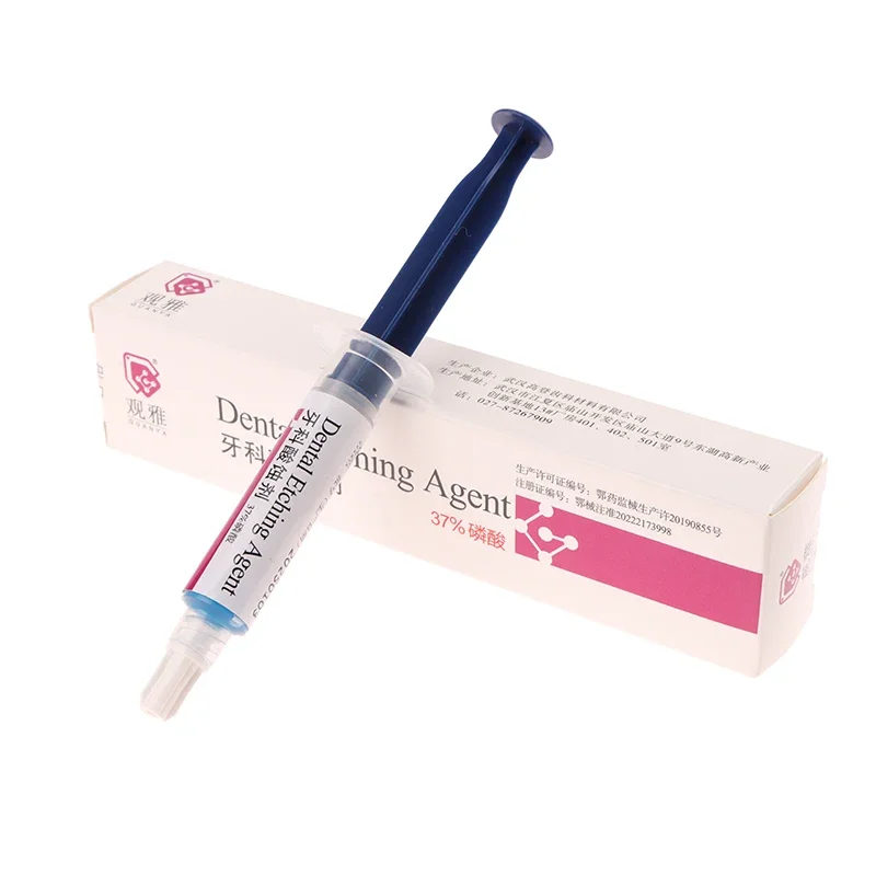 Dental Material Etchant 37% Phosphoric Acid Etchant Etching Gel With 5 Tips For Orthodontic Adhesive Light Cure Bond Teeth Glue