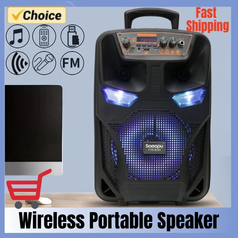 Outdoor Portable Wireless Speaker Dual 8inch Music Stereo Subwoofer Bass USB Power Supply For Dancing Party Family Karaoke Home