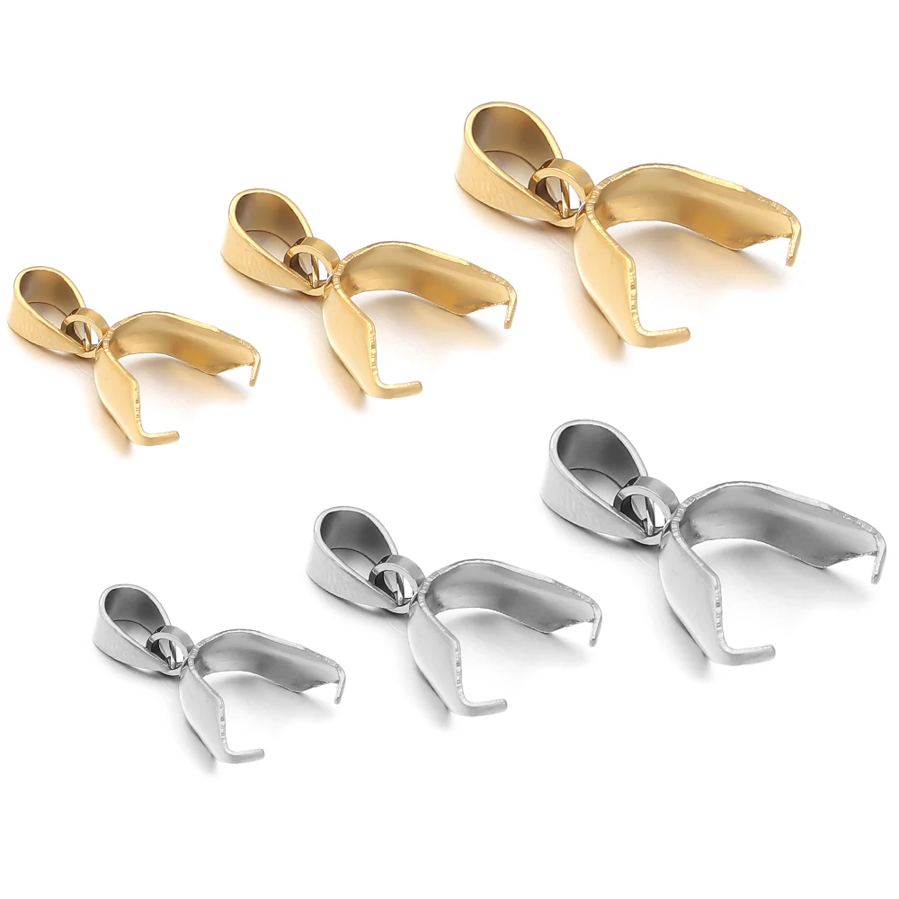 10/20pcs Stainless Steel Pendant Pinch Clip Bail Clasp Closure Hook Fasteners Connectors For DIY Necklace Charms Jewelry Making