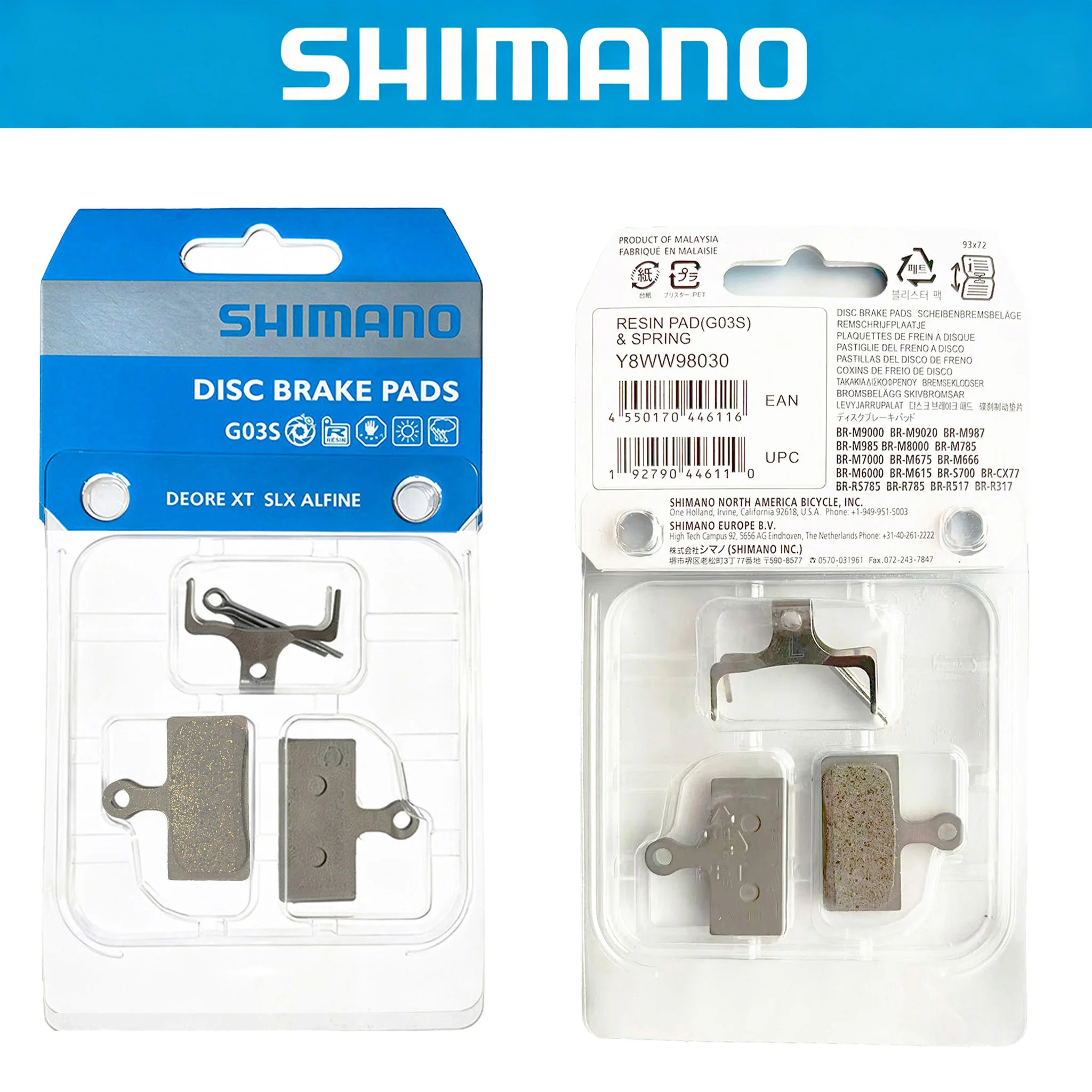 Shimano G03S Harz-Bremsbeläge für G01S, G02S, Deore XT SLX XTR M6100 M7100 M8100 M8000 M9000 MTB Rennrad, Organische Leise Bremsbeläge – Detail 2