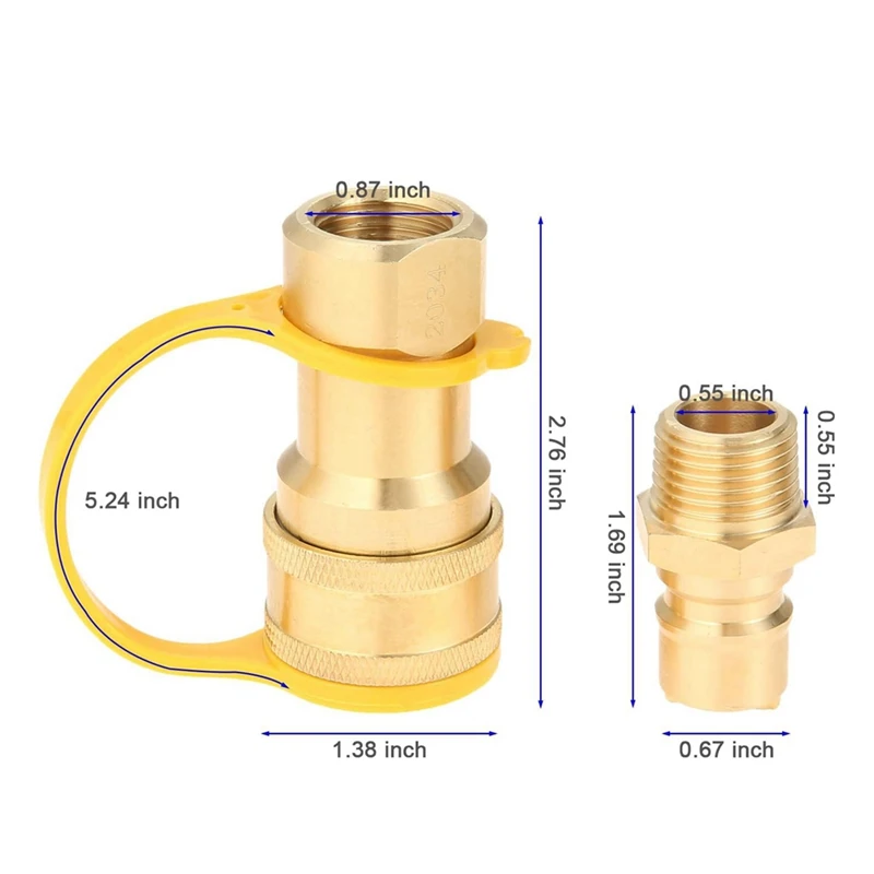 Kit de conexión rápida de Gas, conector de desconexión con enchufe de inserción macho, adaptador de conexión rápida de propano de Gas Natural de 1/2 pulgadas