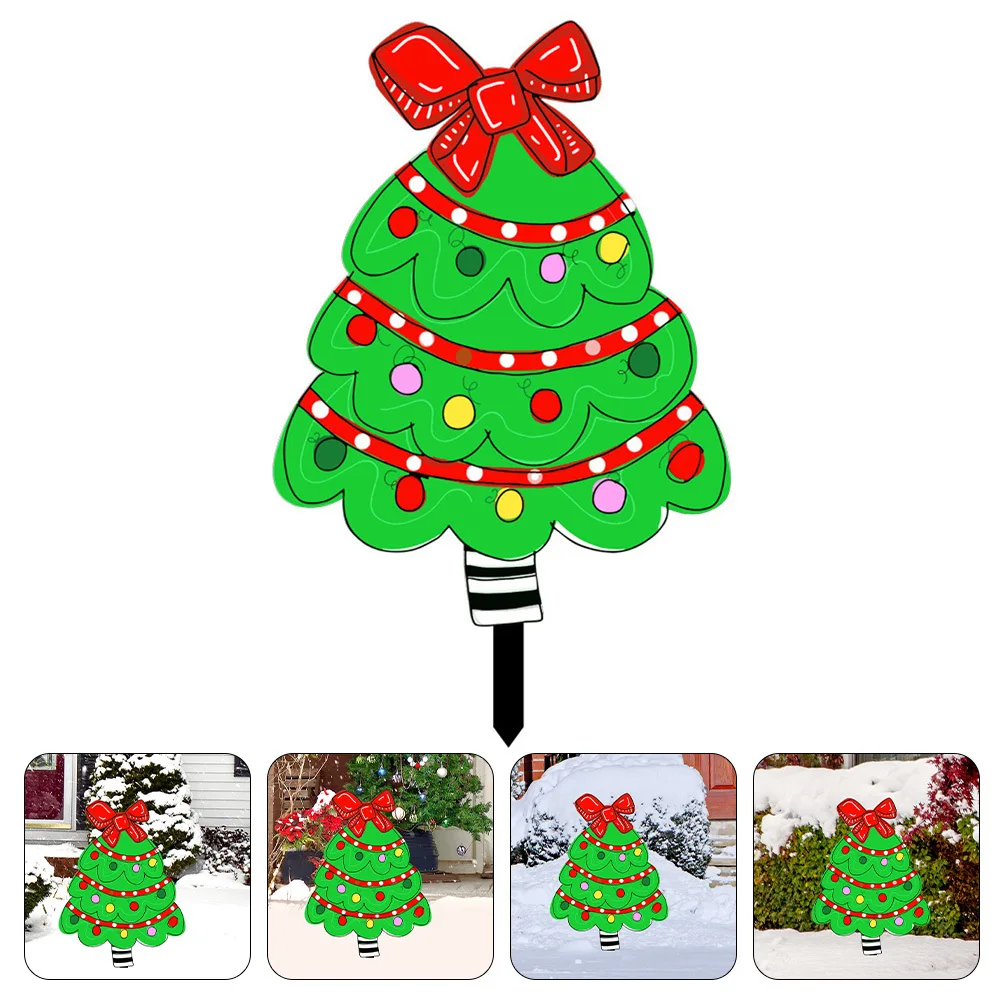 

Christmas Tree Decoration Cartoon Holiday Sign Outdoor Merry Christmas Yard Art Ornament Exquisite Beauty Easy Storage