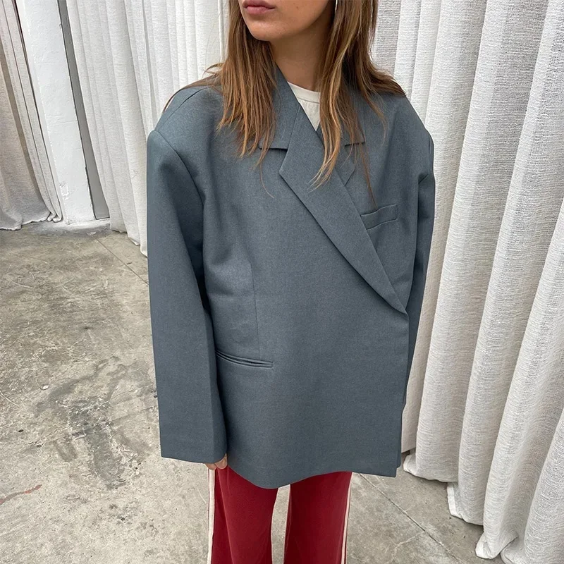 Fashion Women Blazers Long Sleeve Lapel Side Button Suit Jacket 2025 Spring Notched Ladies Office Workwear Outwear