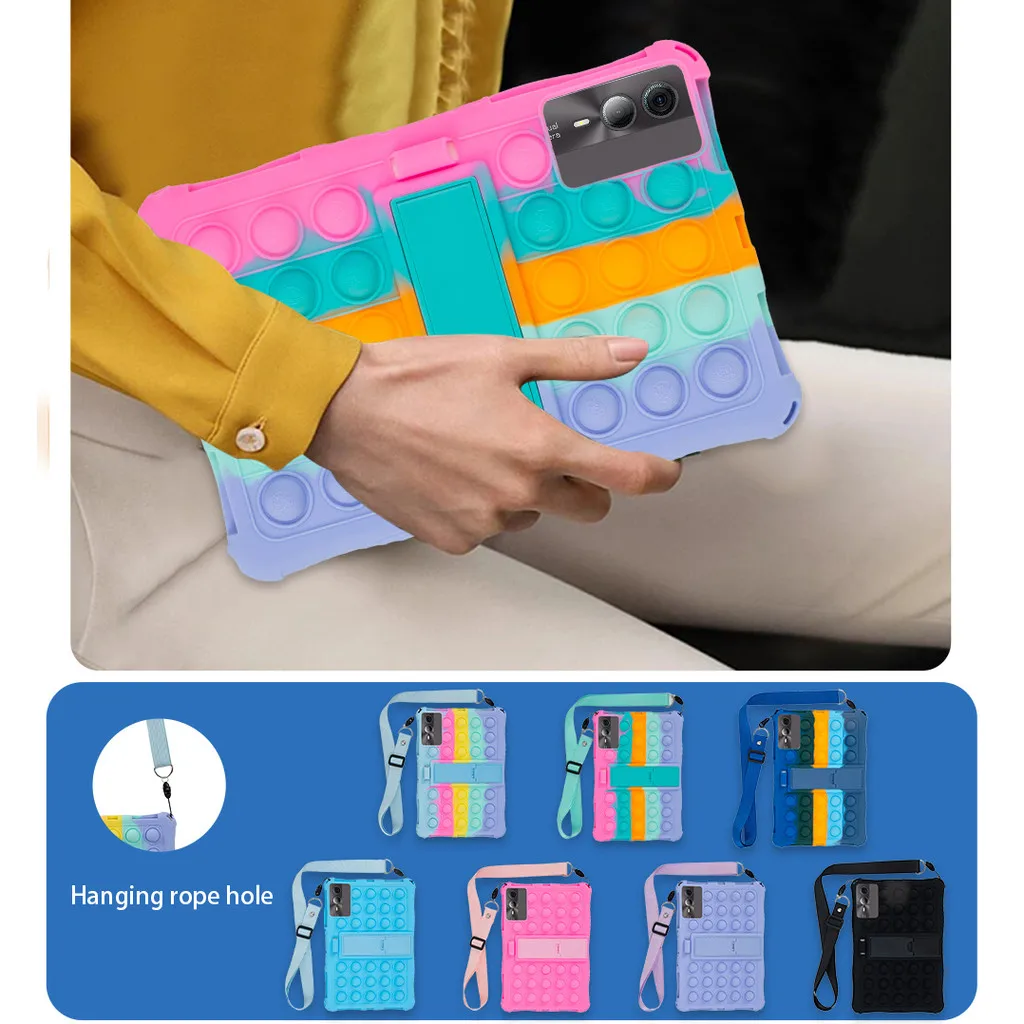 インフィニックスxpad用ソフトバブルシリコンタブレットケース,落下防止スタンド付き子供用カバー,11インチ,2024