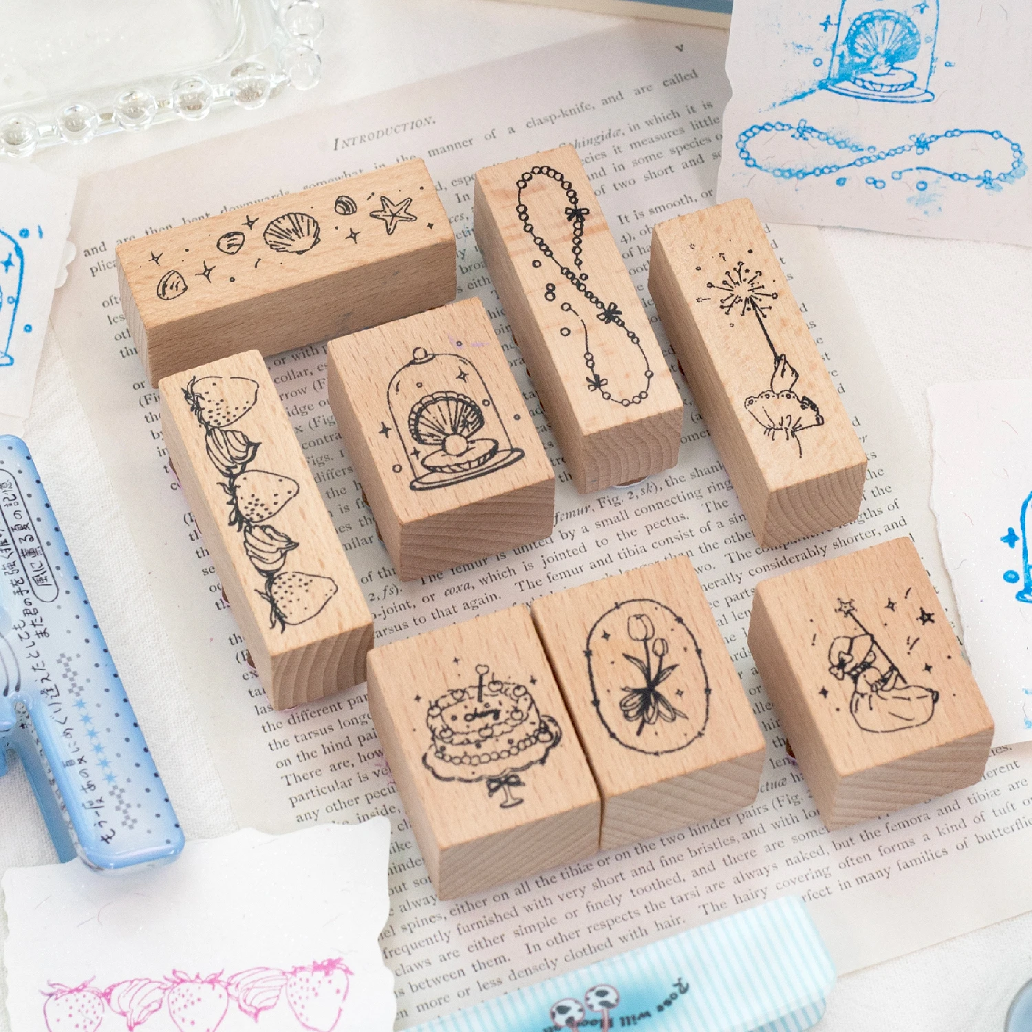 Süße Meereswelt Perle Muschel Stern Stempel Set Scrapbooking Junk Journal Deco Stempeln Bastelbedarf Hobby DIY Holzsiegel