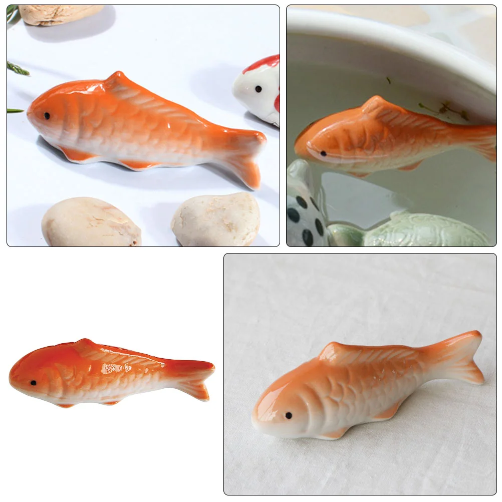 2 Pcs Floating Fish Ornaments Tank Crafts Goldfish Statue Ceramic Figurine Aquarium Decor