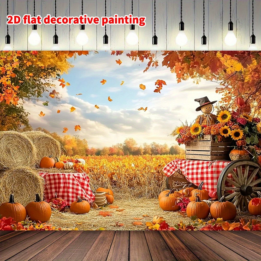 1 Piece Autumn Harvest Tapestry Wall Hanging Decor Fall Pumpkin Scarecrow Cornfield Thanksgiving Seasonal Home Art