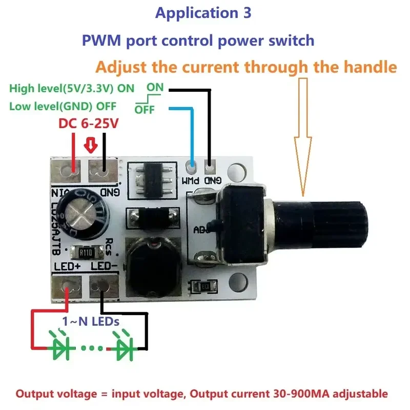DC 6-25V 20-900MA Multifunction adjustment LED driver PWM Controller DC-DC Step-down Constant Current Converter For arduino